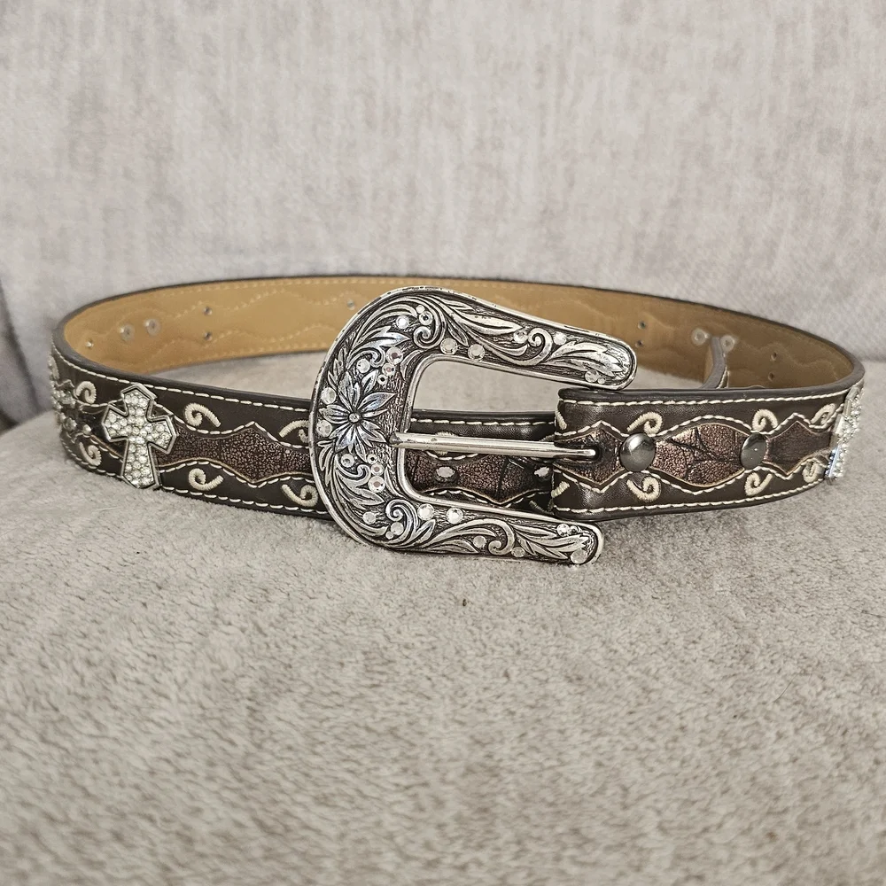 Brown Western Belt with Silver Buckle